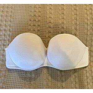 Ambrielle Strapless Underwire Bra 40 C White 3 Hook Closure
